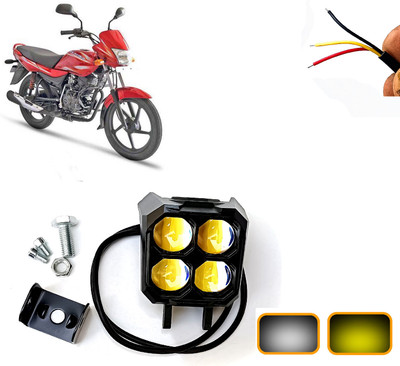 AUTO PEARL 4-Led Spot light Car Off-Road Vehicle Light Auxiliary White-Yellow Lighting A38 Fog Lamp Motorbike LED for Bajaj (12 V, 30 W)(Platina 100, Pack of 1)