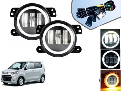 AUTO PEARL White Fog Light 4 inch with Yellow DRL Ring Turn Indicator light with wiring A45 Fog Lamp Car LED for Maruti Suzuki (12 V, 30 W)(Stingray, Pack of 2)