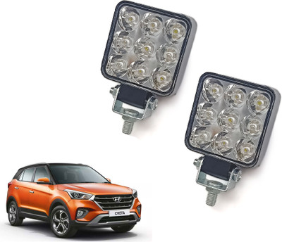 AUTO PEARL 9LED Square White Foglight, Work Spot White Lights K108 Back Up Lamp Car LED for Hyundai (12 V, 18 W)(Creta, Pack of 2)
