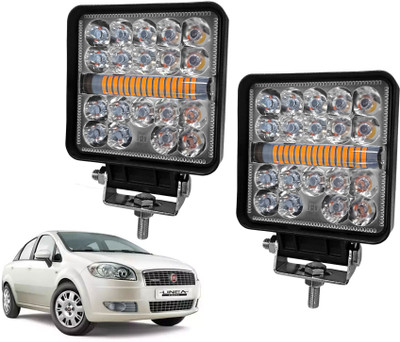AUTO PEARL 4 inch Square 35Led Auxiliary Amber DRL Spot Light Off Road Light for Car 233 Fog Lamp Car LED for Fiat (12 V, 30 W)(Linea, Pack of 2)