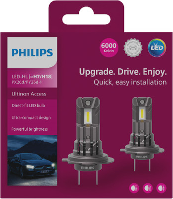 PHILIPS 11972U2500 Ultinon Access H7/H18 direct-fit 6000K Cool White headlight bulb Headlight Car LED (12 V, 20 W)(Universal For Car, Pack of 2)