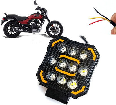 AUTO PEARL Square 10-Led DRL Car Off-Road Vehicle Light Auxiliary White-Yellow Lighting A11 Fog Lamp Motorbike LED for Bajaj (12 V, 24 W)(Avenger 160 Street, Pack of 1)