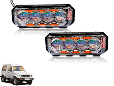 AUTO PEARL 4Lens Yellow/White & Multi Flicker Red/Blue Led for Gypsy Fog Lamp Car LED for Maruti Suzuki (12 V, 30 W)(Gypsy, Pack of 2)