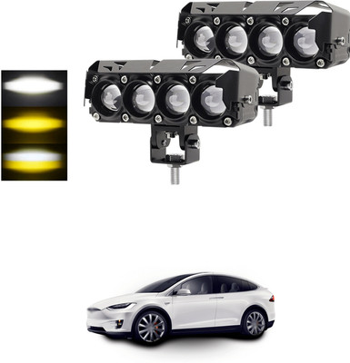 GONAMA Universal 5 inch LED Driving Fog Lights 120W White and Amber LED Projector sg52 Headlight Car, Motorbike LED for Bajaj (12 V, 40 W)(Avenger Street 200, Pack of 2)