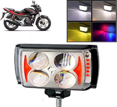 AUTO PEARL 4 EYE Lens Foglight, White, Yellow & Blue-Red Amber Auxiliary Projector Led H001 Fog Lamp Motorbike LED for Hero (12 V, 15 W)(CBZ Xtreme, Pack of 1)