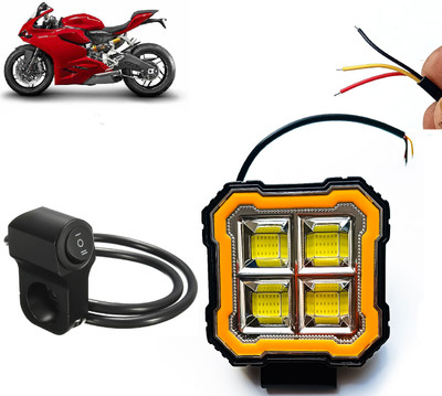 AUTO PEARL Square 4Led DRL Off-Road Vehicle Foglight Auxiliary White-Yellow with Switch A96 Fog Lamp Motorbike LED for Ducati (12 V, 24 W)(899 Panigale, Pack of 1)