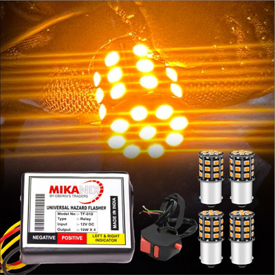 Moto Genius Front, Rear Hazard Indicator Flasher / 360 LED Light Bulb/Pattern Changer Switch Indicator Light Motorbike LED (12 V, 12 W)(Universal For Bike, Pack of 3)