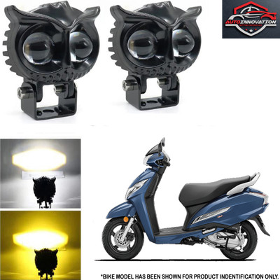Autoinnovation Premium Quality LED LIGHTS Yellow & White in OWL Shape_BL2-123 Headlight Motorbike LED for Honda (12 V, 40 W)(Activa 3G, Pack of 2)