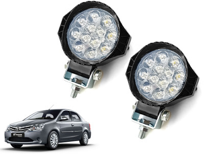 AUTO PEARL 12LED Round Ultra Bright White Foglight Spot light S056 Fog Lamp Car LED for Toyota (12 V, 20 W)(Etios, Pack of 2)