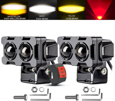 automunk AM1 FOG LIGHT WHITE/YELLOW FLASHING Fog Lamp Car, Truck LED (12 V, 36 W)(Universal For Bike, Universal For Car, Pack of 2)