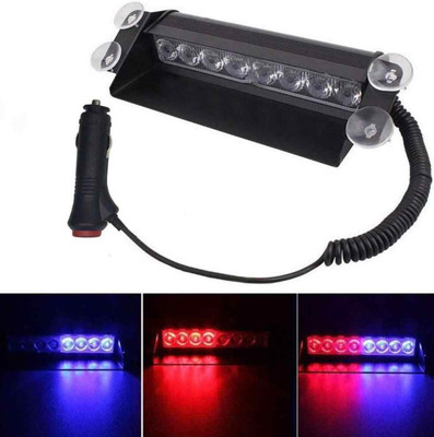 Auto MT Red/Blue 8-LED Car Dashboard-Strobe Flasher Police Light 3 Modes For All Cars Dash Light Car LED (24 V, 12 W)(Universal For Car, Pack of 1)