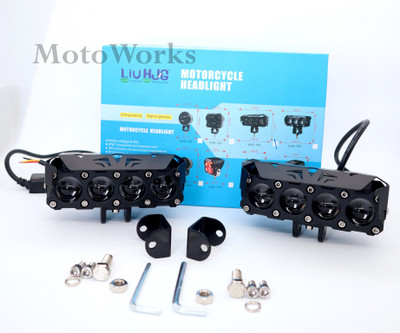 hjg MotoWorks 4 LED Future Eye Powerful 60W Fog Light Fog Lamp Motorbike LED (60 V, 10 W)(Universal For Bike, Pack of 2)