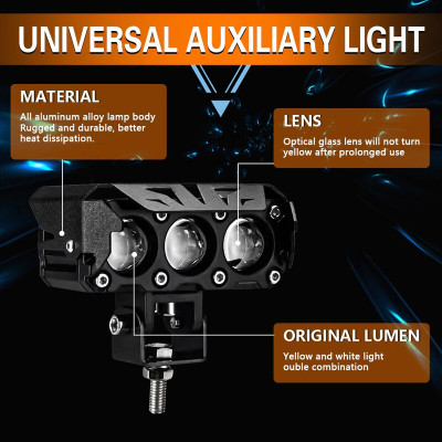 GONAMA Universal For All Motorcycle Fog Light Spot Projector Yellow And White SG216 Tail Light Car, Motorbike LED for Mahindra (12 V, 20 W)(Verito, Pack of 1)