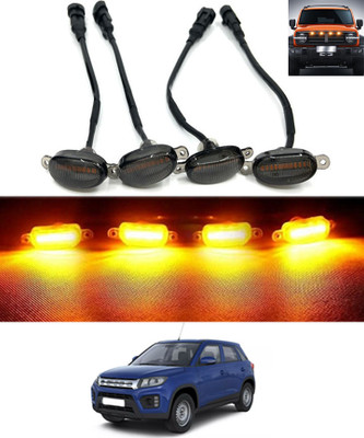 ABJD Car 4LED Front Grille Smoked Lens Daytime Running Amber Lights-39 Fog Lamp Car, Truck, Van LED for Maruti Suzuki (12 V, 55 W)(Brezza, Pack of 4)