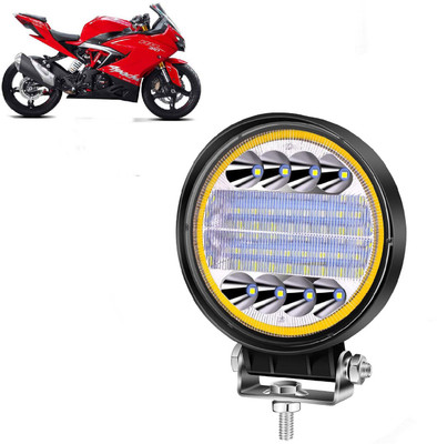 AUTO PEARL 24LED Round 3-Mode Yellow and White light High Beam Led for Apache RR 310 Fog Lamp Motorbike LED for TVS (12 V, 72 W)(Apache RR 310, Pack of 1)