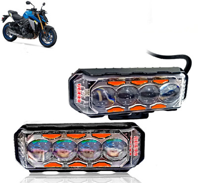 AUTO PEARL 4 Lens Yellow/White & Multi Flicker Red/Blue High Beam Led M065 Fog Lamp Motorbike LED for Suzuki (12 V, 30 W)(GSX R1000, Pack of 2)