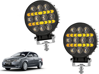 AUTO PEARL Round 4 Inch Luminous 10 Led Auxiliary Amber DRL Spot Light for Car A141 Back Up Lamp Car LED for Toyota (12 V, 30 W)(Etios, Pack of 2)