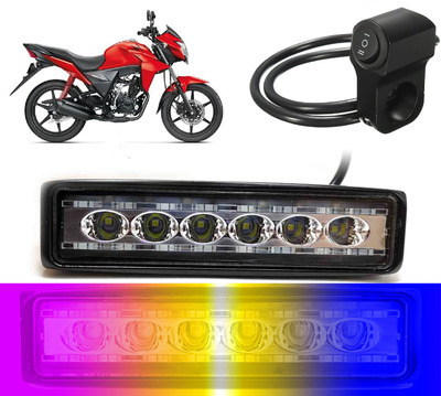 AUTO PEARL 6-inch 14LED Yellow/White/Red/Blue & Blinking Led Fog Light with Switch B92 Fog Lamp Motorbike LED for Honda (12 V, 24 W)(CB Twister)