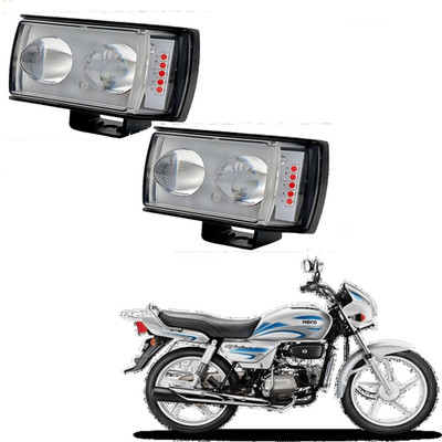 RWT Double Led White-Yellow Fog Light with Red & Blue Strobe Light With Switch-447 Fog Lamp Motorbike LED for Hero (12 V, 36 W)(Splendor, Pack of 3)