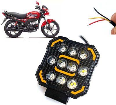 AUTO PEARL Square 10-Led DRL Car Off-Road Vehicle Light Auxiliary White-Yellow Lighting B64 Fog Lamp Motorbike LED for Hero (12 V, 24 W)(Passion Plus)