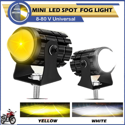 DvineAutoFashionZ Motorcycle and Car Light Led White and Yellow_FL149 Fog Lamp Car, Motorbike LED for Suzuki (12 V, 10 W)(Gixxer, Pack of 2)