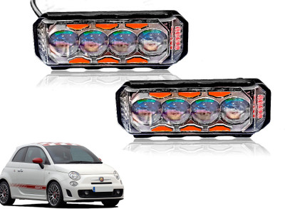 AUTO PEARL 4Lens Yellow/White & Multi Flicker Red/Blue Led for 500 Abarth Fog Lamp Car LED for Fiat (12 V, 30 W)(500 Abarth, Pack of 2)