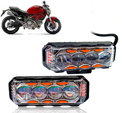 AUTO PEARL 4 Lens Yellow/White & Multi Flicker Red/Blue High Beam Led for Monster 795 Fog Lamp Motorbike LED for Ducati (12 V, 30 W)(Monster 795, Pack of 2)