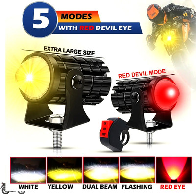 Rhtdm Motorcycle and Car Light Led White and Yellow With Switch_MlL136 Fog Lamp Car, Motorbike LED for Suzuki (12 V, 36 W)(Universal For Bike, Universal For Car, Pack of 3)