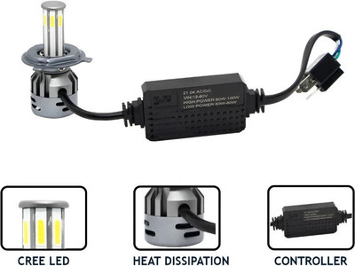 AutoPowerz White LED 80W AC/DC 12V-80V Headlight Bulb Headlight Car, Motorbike LED (12 V, 80 W)(Universal For Bike, Universal For Car, Pack of 1)