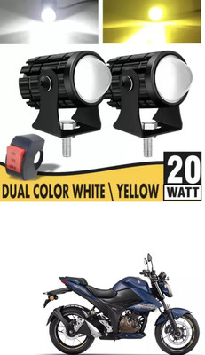 BuddyBuzz Mini LED Driving Fog Lights White/Yellow For Gixxer 250 Headlight Motorbike LED for Suzuki (12 V, 24 W)(Universal For Bike, Pack of 2)