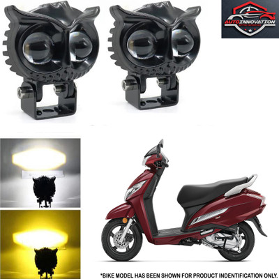 Autoinnovation Premium Quality LED LIGHTS Yellow & White in OWL Shape_BL2-122 Headlight Motorbike LED for Honda (12 V, 40 W)(Activa 3G, Pack of 2)