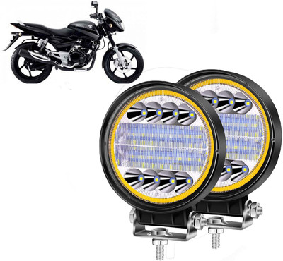 AUTO PEARL 24LED Round 3-Mode White and Yellow light High Beam Led for Pulsar 180 DTS-i Fog Lamp Motorbike LED for Bajaj (12 V, 72 W)(Pulsar 180 DTS-i, Pack of 2)
