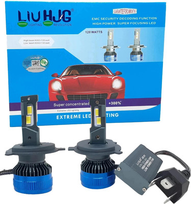 LIU HJG White LED 120 Watt H4 Headlight Bulb Headlight Car, Motorbike, Truck LED (12 V, 120 W)(Universal For Bike, Universal For Car, Pack of 2)