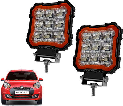 AUTO PEARL 4 inch Square Auxiliary Amber DRL Spot Light Off Road Light for Car 286 Back Up Lamp Car LED for Renault (12 V, 30 W)(Pulse, Pack of 2)
