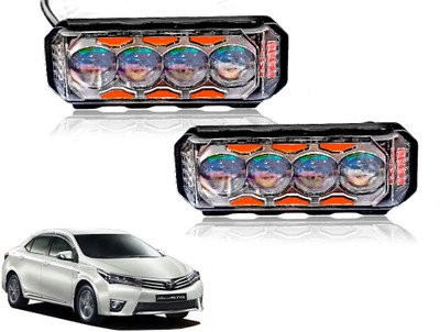 AUTO PEARL 4Lens Yellow/White & Multi Flicker Red/Blue Led for Corolla Altis 2015 onwards Fog Lamp Car LED for Toyota (12 V, 30 W)(Corolla, Pack of 2)