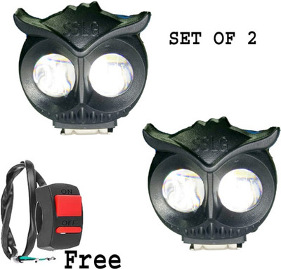 HouseOfCommon Owl Led Fog Light with White/Yellow DRL with Turn On/Off Switch Fog Lamp Motorbike LED (12 V, 30 W)(Universal For Bike, Pack of 2)