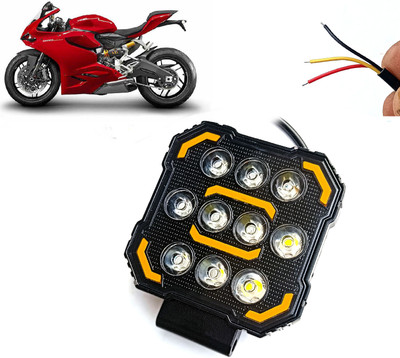 AUTO PEARL Square 10-Led DRL Car Off-Road Vehicle Light Auxiliary White-Yellow Lighting A96 Fog Lamp Motorbike LED for Ducati (12 V, 24 W)(899 Panigale, Pack of 1)