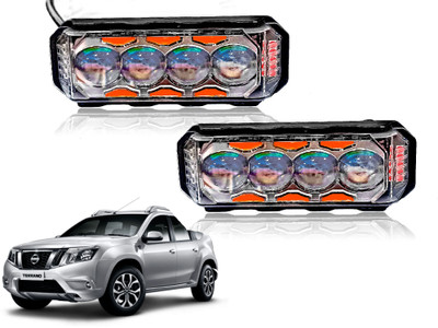 AUTO PEARL 4Lens Yellow/White & Multi Flicker Red/Blue Led M083 Fog Lamp Car LED for Nissan (12 V, 30 W)(Terrano, Pack of 2)