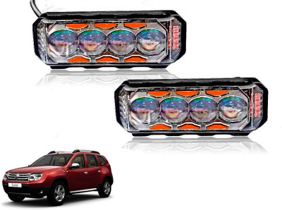 AUTO PEARL 4Lens Yellow/White & Multi Flicker Red/Blue Led for Duster 2012-2016 Fog Lamp Car LED for Renault (12 V, 30 W)(Duster, Pack of 2)