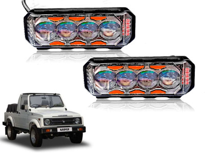 AUTO PEARL 4Lens Yellow/White & Multi Flicker Red/Blue Led for Gypsy King Fog Lamp Car LED for Maruti Suzuki (12 V, 30 W)(Gypsy, Pack of 2)