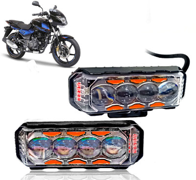 AUTO PEARL 4 Lens Yellow/White & Multi Flicker Red/Blue High Beam Led M129 Fog Lamp Motorbike LED for Bajaj (12 V, 30 W)(Pulsar 150 DTS-i, Pack of 2)
