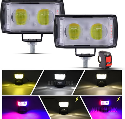 automunk LED LIGHT 2 LENS PCR WHITE/YELLOW - RED/BLUE PCR MODE Headlight Motorbike, Car, Truck LED (12 V, 20 W)(Universal For Bike, Universal For Car, Pack of 2)