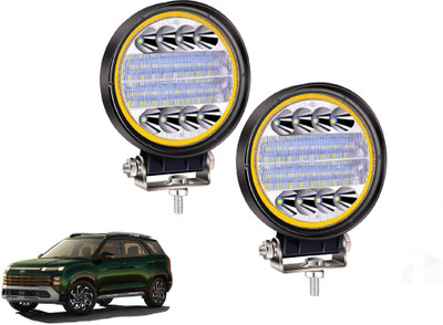 AUTO PEARL 24LED Round 3Mode Yellow/White light High Beam Led for Alcazar 2024 Fog Lamp Car LED for Hyundai (12 V, 72 W)(Alcazar, Pack of 2)