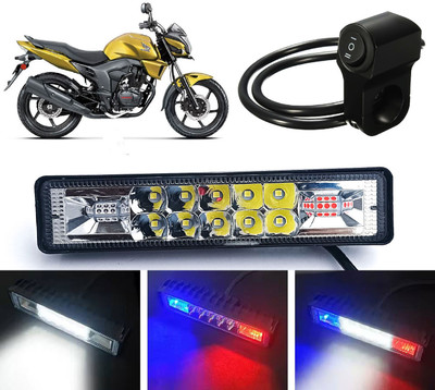 AUTO PEARL Hazard Flasher LED Foglight Flashing Mode, White, Red & Blue with Switch B91 Fog Lamp Motorbike LED for Honda (12 V, 18 W)(CB Trigger, Pack of 1)