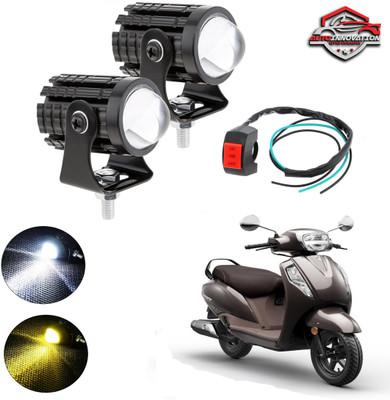 Autoinnovation MINI DRIVING FOG LAMP With Dual Lens White | Yellow With High & Low Beam_25 Fog Lamp Motorbike LED for Suzuki (12 V, 20 W)(Access 125, Pack of 3)