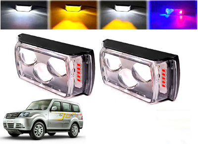 AUTO PEARL 3-EYE Lens Foglight, White, Yellow & Blue-Red Amber Auxiliary Projector Led T258 Fog Lamp Car LED for Tata (12 V, 10 W)(Sumo Grande, Pack of 2)