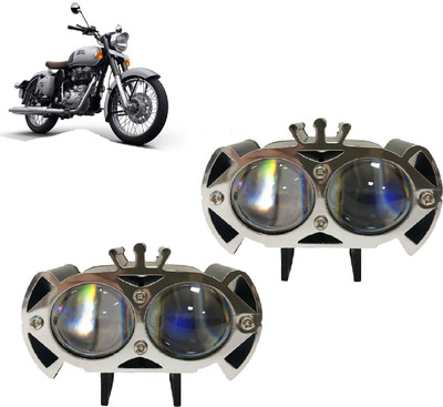 AUTO PEARL 2-Lens DevilEye Dual Color Crown Emitting Diode Led for Bullet 350 Fog Lamp Motorbike LED for Royal Enfield (12 V, 12 W)(Bullet 350)