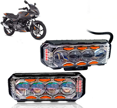 AUTO PEARL 4 Lens Yellow/White & Multi Flicker Red/Blue High Beam Led M133 Fog Lamp Motorbike LED for Bajaj (12 V, 30 W)(Pulsar 180)
