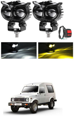 PRTEK Mini Drive Led Fog Light Projector White/Yellow with Turn On/Off Switch, R_253 Headlight Car, Motorbike LED (12 V, 55 W)(Gypsy, Pack of 2)