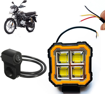 AUTO PEARL Square 4Led DRL Off-Road Vehicle Foglight Auxiliary White-Yellow with Switch A37 Fog Lamp Motorbike LED for Bajaj (12 V, 24 W)(Platina 100)